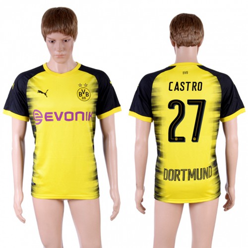 Dortmund #27 Castro Yellow Soccer Club Jersey - Click Image to Close